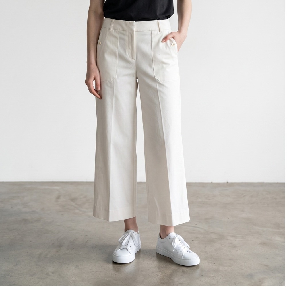 J.crew sydney wide leg bi-stretch cotton blend pants Quiet Luxury Cream 16